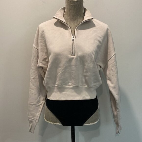 Aritzia TNA Cozy Fleece 1/4 Zip Cropped Sweatshirt - Picture 3 of 14